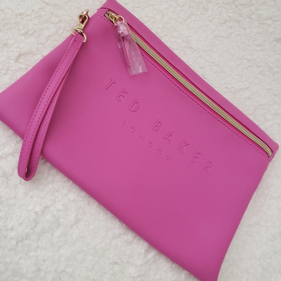 TED BAKER London- Bright Pink Wristlet Clutch Bag- New Without Tags - Picture 9 of 11